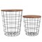 7Penn Nesting Side Tables Wire Basket Table with Lid 2pc End Table with Storage
